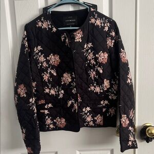 Lucky Brand Black and Pink Floral Bomber Jacket